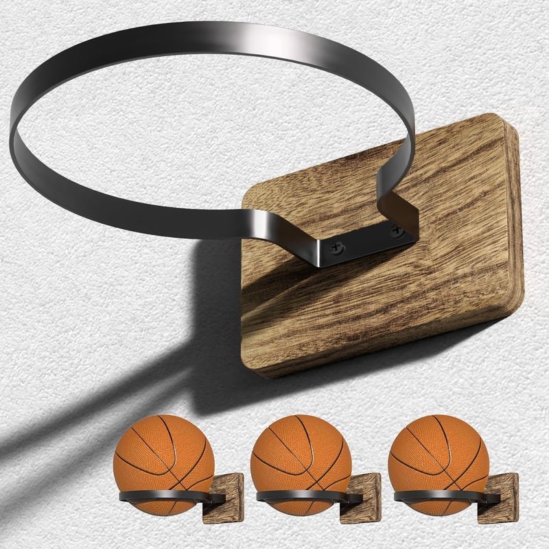 AIDILI Wall Mount Basketball Holder, Ball Storage Holders Display Rack for Autograph Basketball, Football, Soccer, Volleyball Collection, Sports Accessories Organizer for Player Fans - Image 2